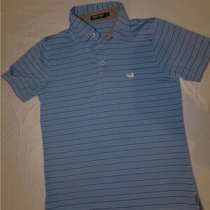 Southern Marsh Light Blue Striped Polo